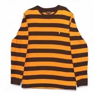 Polo by Ralph Lauren Orange and Brown Striped Shirt